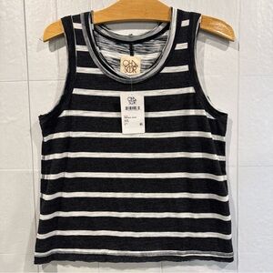 Chaser Dark Gray and White Striped Tank Top